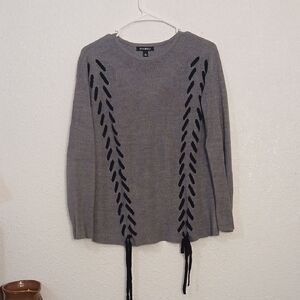 Roz & Ali Gray Sweater with Black Details